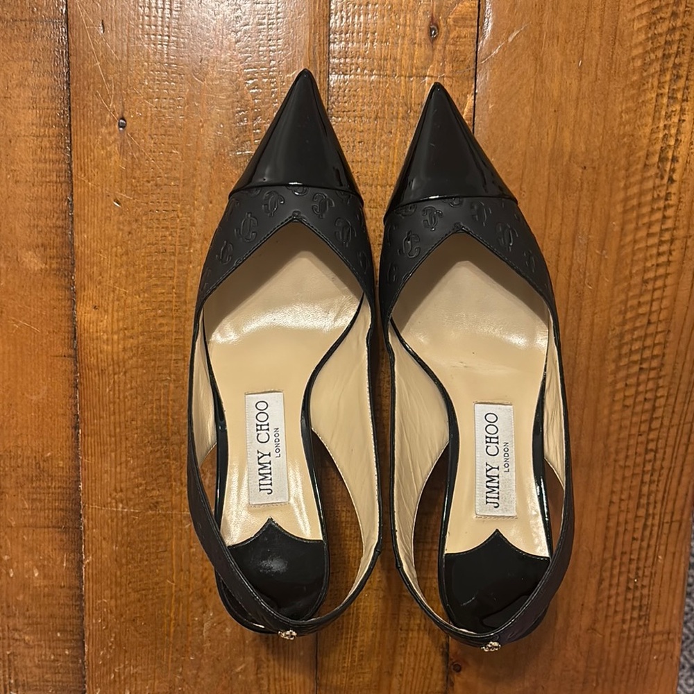 Jimmy Choo Liya 65 black patent leather slingback pumps